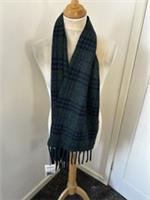 Burberry Green Blue Cashmere Mohair Blend 168x30cm Check Fringed Scarf BNWT