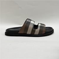 Burberry Check Cotton Canvas Slides Dark Birch Brown 80648091 EU44 UK10