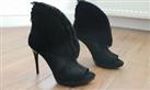 Burberry Nadison Black Fringed Suede Boho Ankle Peep Toe Boots Equestrian 39/6