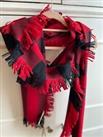 BURBERRY Fil Coup Tartan Wool Cashmere Scarf Red & Black Authentic New