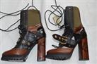 Burberry x Barneys New York Cut-Out Leather Snakeskin Platform Boots EU40 UK7