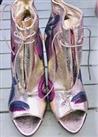 New Burberry Prorsum ankle boots peep toes gold leather UK 4 EUR 37