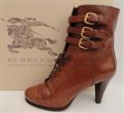 Burberry Brown Leather Boots Shoes UK7 EU40 US10 auth New
