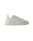 Burberry Women's Textured Leather Box Sneakers - White In White