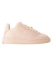 Burberry Women's Textured Leather High-Top Sneakers With Rubber Sole In Beige