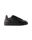 Burberry Women's Textured Calfskin Box Sneakers With Rubber Sole In Black