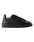 Burberry Women's Textured Calfskin Lace-Up Sneakers With Rubber Sole In Black