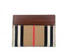 Burberry Women's Canvas Check Slim Card Case Wallet With Leather Print In Tan.