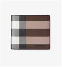 Burberry Check and Leather Bifold Wallet - Dark Birch Brown