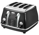 De'Longhi CTOM4003.BK 4 Slice Toaster Defrost & Warming Function 1800w Black