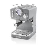 Swan SK22110GRN Retro Pump Espresso Coffee Machine with Milk Frother 1.2L Grey