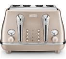DeLonghi CTOT4003.BG 4 Slice Toaster Icona Metallics Defrost Function Beige