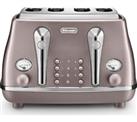 De'Longhi CTOT4003.PK 4 Slice Toaster Wide Slots Icona Metallics - Violet