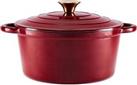 Tower Barbary & Oak BO800251RED 24cm Cast Iron Round Casserole 4L Bordeaux Red