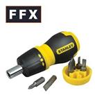 Stanley STA066358 Multi Bit Stubby Screwdriver With Bits Pozi Phillips Slotted