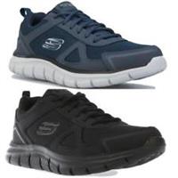 Mens Skechers Track Scloric Lace up Cushioned Trainers in Navy Blue and Black