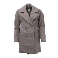 Women's Coat Elle Wool Reefer Button up Double Breasted Jacket in Grey - 10 Regular