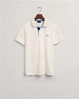 Men's Gant Contrast Collar Pique Polo Shirt in Brown - S Regular