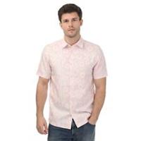 Men's Shirt Ted Baker Flaisby Linen Blend Floral Print Short Sleeve in Pink - L Regular