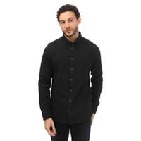 Men's Shirt Mercery Lesli Micro Waffle Button up in Black - L Regular