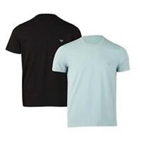 Men's T-Shirts Armani 2 Pack Lounge Short Sleeve in Black and Blue - S Regular