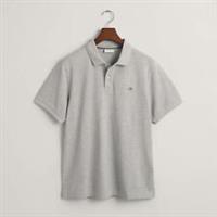 Men's T-Shirt Gant Embroidered Archive Shield Short Sleeve Polo Shirt in Grey - XL Regular