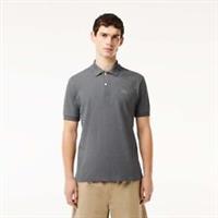 Men's T-Shirt Lacoste Heathered Petit Piqu Cotton Polo Shirt in Grey - M Regular