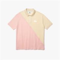 Men's T-Shirt Lacoste Loose Fit Colourblock Cotton Piqu Polo Shirt in Cream - M Regular