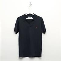 Men's Farah Vintage Purcell Knitted Regular Fit Cotton Polo Shirt in Blue - S Regular