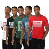 Men's T-Shirts Jack and Jones Flint 5 Pack Cotton Crew in Multicolour - M Regular