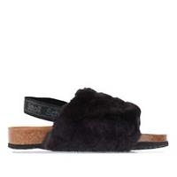 Women's Scholl Amabel Slip on Back Strap Faux Fur Slippers in Blue