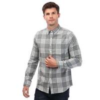 Men's Button up Shirt Farah Talbot Check Cotton Long Sleeve in Grey - XL Regular