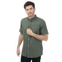 Men's Shirt Gant Regular Ut Garment Dyed Linen Short Sleeve Button up in Green - L Regular