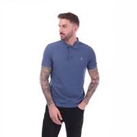 Men's T-Shirt Farah Hudson Short Sleeve Cotton Regular Fit Polo Shirt in Blue - L Regular