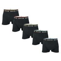 Men's Underwear Boxers NICCE Foxwell 5 Pack Elastic Waist Shorts in Black - M Regular