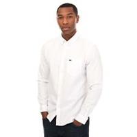 Men's Lacoste Buttoned Collar Oxford Shirt in White - S Regular