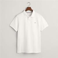 Men's T-Shirt Gant Embroidered Archive Shield Short Sleeve Polo Shirt in White - 3XL Regular