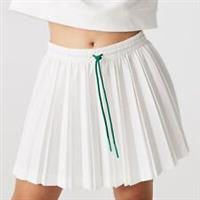 Women's Lacoste Live Heritage Pleated Drawstring Skirt in Cream - 14 Regular