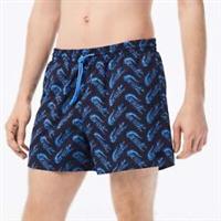 Men's Swimwear Lacoste Logo Print Recycled Swim Shorts in Blue - L Regular