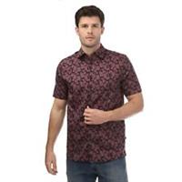 Men's Shirt Ted Baker Comsho Floral Print Short Sleeve in Red - S Regular