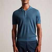 Men's T-Shirt Ted Baker Adio Textured Front Polo Shirt in Turquoise - L Regular