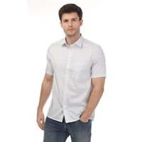 Men's Shirt Ted Baker Sargent Geo Satin Stretch Short Sleeve in White - M Regular