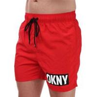 Men's DKNY Kos Elastic Waist Swim Short in Red - S Regular