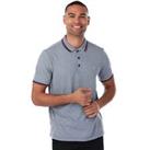 Men's Farah Larry Birdseye Tipped Polo Shirt in Blue - XL Regular