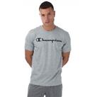 Men's Champion Crew Neck Short Sleeve Cotton T-Shirt in Grey - S Regular