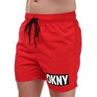 Men's DKNY Kos Elastic Waist Swim Short in Red - S Regular