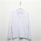 Men's Farah Vintage Haslam Long Sleeve Slim Fit Cotton Polo Shirt in White - 2XL Regular
