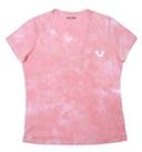 Women's True Religion Foil Triangle Logo V-Neck T-Shirt in Pink