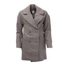 Women's Coat Elle Wool Reefer Button up Double Breasted Jacket in Grey - 12 Regular