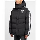 Men's Coat Moschino Couture Arm Tape Puffa Hooded Full Zip Jacket in Black - 2XL Regular